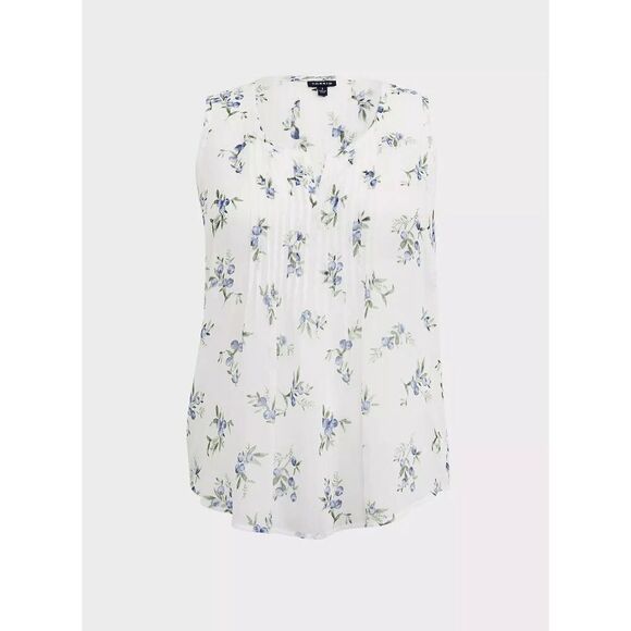 Torrid Blueberry White Crinkle Chiffon Sheer Pintuck Tank 00 M/L NWT - Picture 10 of 10